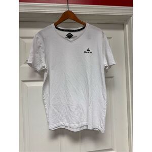 Blanc du Nil White V-Neck Collarless Polo Shirt sz XL EUC